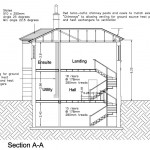 House section for Planning application, infill with basement, stairs section with sizes