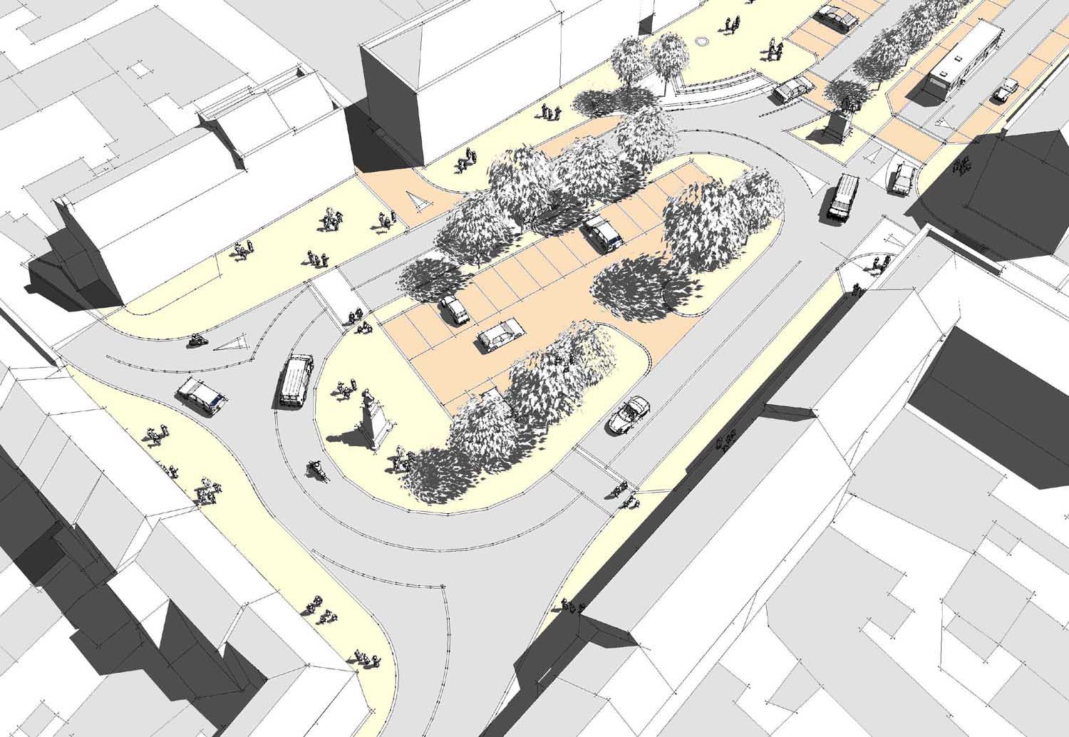 regeneration project, aerial-view, basic sketchup model, architect